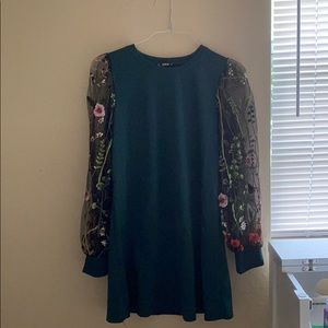 long sleeved green dress